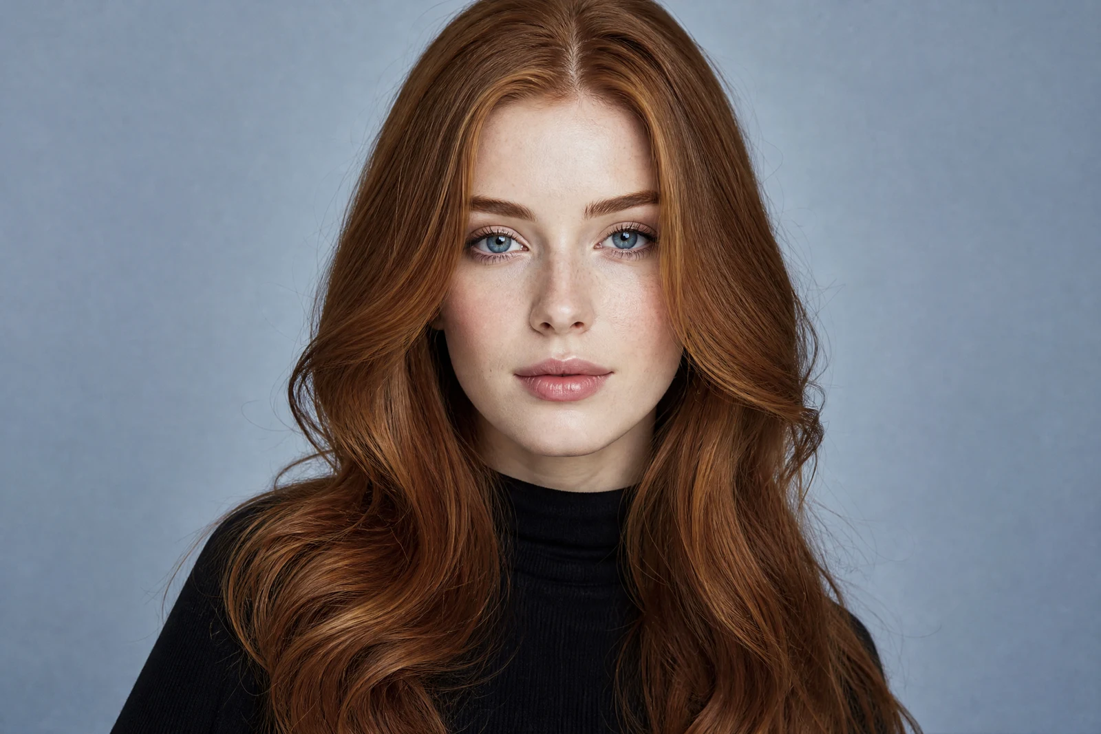 Portrait retouch + background swap — after editing